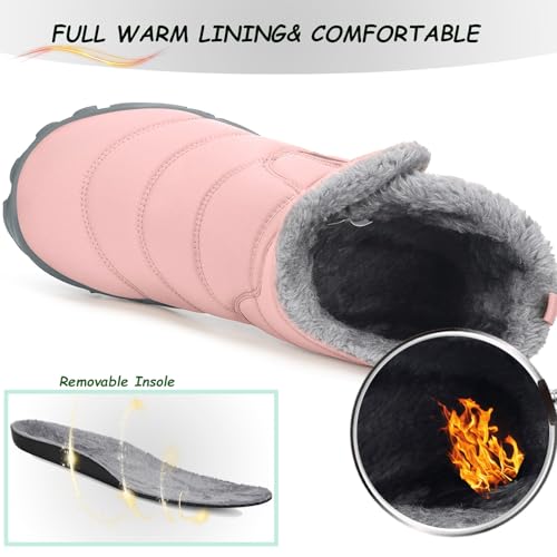 Miniatura 3 de Gaatpot Botas De Nieve Mujer Cálidas Botines De Invierno Barefoot Zapatillas Minimalistas Pies Ancho Antideslizante Rosa 41