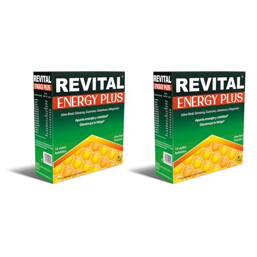 Revital Energy Plus 14 Viales - Pack de 2 Unidades - Aporta Energía y Vitalidad y Disminuye la Fatiga - con Jalea Real, Ginseng, Guaraná, Vitaminas y Magnesio