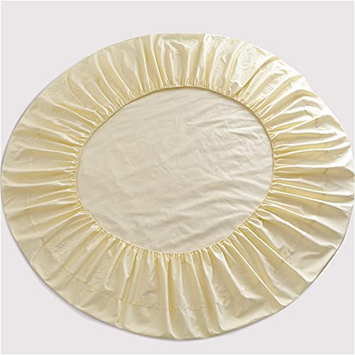 Drap housse rond de 220cm avec poche profonde 25cm en coton beige - 5
