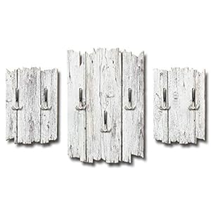 Kreative Feder 3-teilige Wandgarderobe Holzoptik weiß