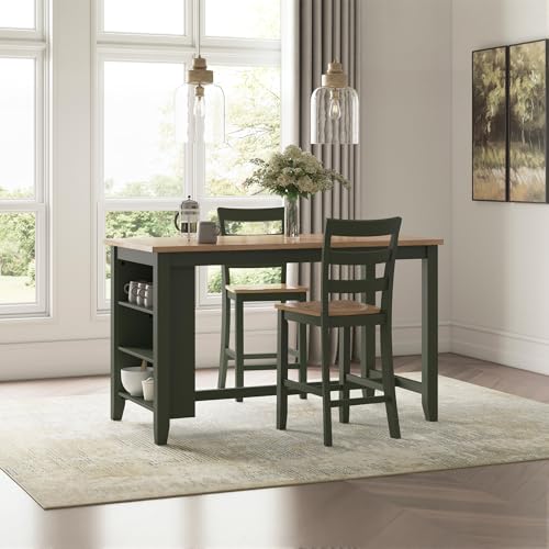 Signature Design by Ashley Gesthaven Counter Height Dining Table, Kitchen Island Table with 3 Storage Shelves, Wood Construction, Seats Up to 4, Natural and Green, 60" W - image 6