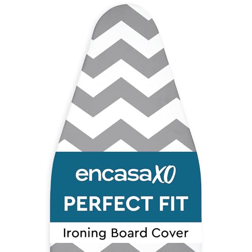 Encasa XO Housse Table À Repasser avec Rembourrage en Feutre De 3 mm, Serrage par Cordon (Convient Aux Planches Standard De Large De 125x39 cm), Imprimé - Zig zag