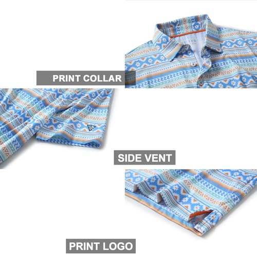 Image of Golf Shirts for Men Dry Fit Short Sleeve Print Performance Moisture Wicking Polo Shirt