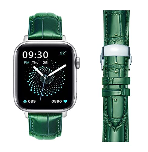 Moran Leather Bands Compatible with Apple Watch 49mm 45mm 44mm 42mm 41mm 40mm 38mm Butterfly Clasp Replacement Calfskin Strap for iWatch Ultra Series