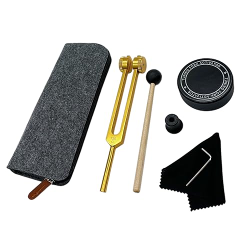 128 Hz Tuning Fork Healing Instrument with Activator, Aluminum Alloy Resonance Weighted 128Hz Tuning Fork for Healing Sound Meditation, Grounding, Mindfulness, Yoga, Reiki Practice Gold