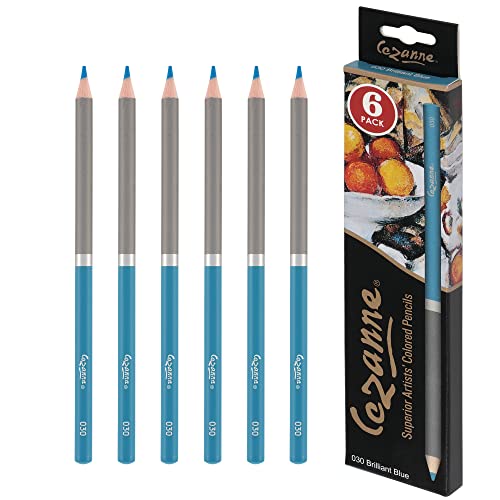 Cezanne Creative Mark Premium Colored Pencils, Brilliant Blue, 10 Packs (60 Count) Highly Pigmented Artist Set, Smooth Sketching Coloring Highlighting Blending, Soft 3.3Mm Wax-Based