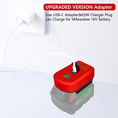 Usb Power Source Adapter For Milwaukee M18 18V Battery, Usb Battery Charger With 1 Type-C And 1 Usb Port 65W Max Output,With Dust Cover Portable Power Source Adapter #TOP5