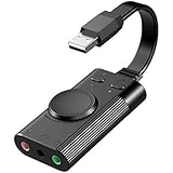 USB Sound Card, TechRise USB External Stereo Sound Adapter Splitter Converter with Volume Control for Windows and Mac, Plug & Play, No Drivers Needed