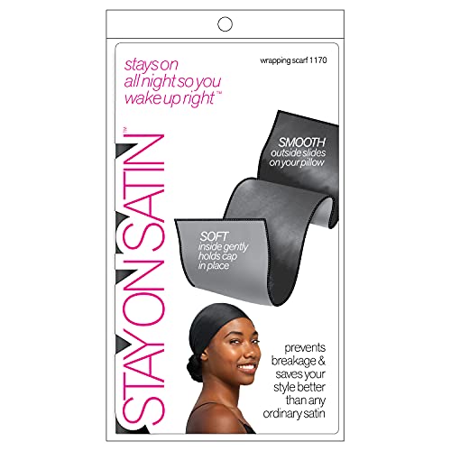 Stay On Satin Wrapping Scarf, Black