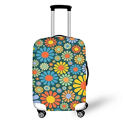 Doojoayie Colorful Daisy Flower Travel Luggage Cover Washable Suitcase Protector - Fits 18-32 Inch Luggage, One Size