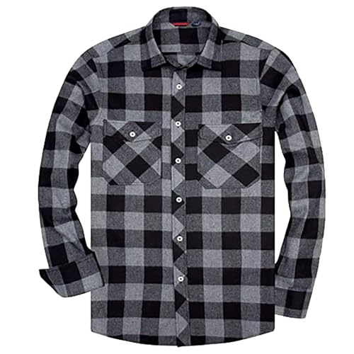 Camisa de franela a cuadros para hombre, manga larga, con solapa, casual, suelta y cómoda, camisa de franela suave, camisas casuales para hombre, camisa de franela para hombre, camisa de franela a