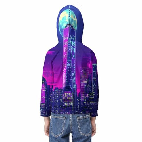 Pull graphique 3D néon ville le cadeau idéal pour enfant de 10-12 ans