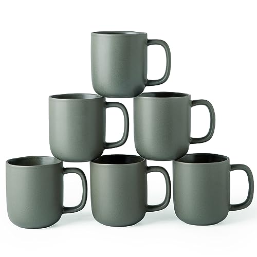La Mejor Lista de Tazas para cafe - los preferidos. 44 AmorArc - Juego de 6 tazas de café de 14 onzas, tazas de café de cerámica con mango grande y borde ondulado para latte/cacao caliente/té, elegantes tazas de café para hombres...