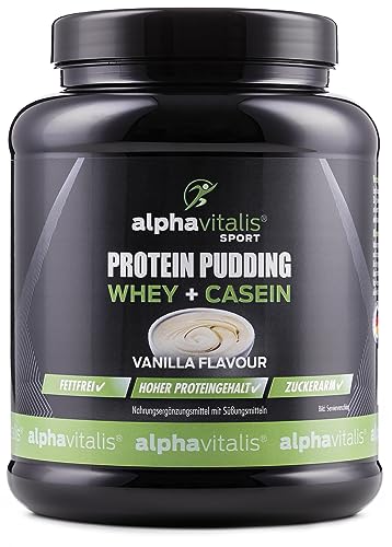 High Protein Pudding Creme 500g - Whey + Casein - Hoher Proteingehalt - Zuckerarm + Fettarm - Muskelaufbau - Proteinpudding Geschmack: Vanille