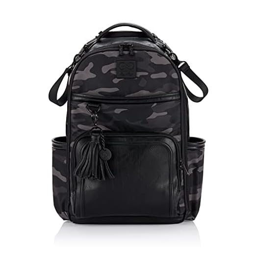 Itzy Ritzy Chelsea + Cole Diaper Bag Backpack - Large Capacity Boss Backpack Diaper Bag; Includes Changing Pad, Stroller Clips and Tassel, Camo with Stag Head Print Interior and Black Hardware