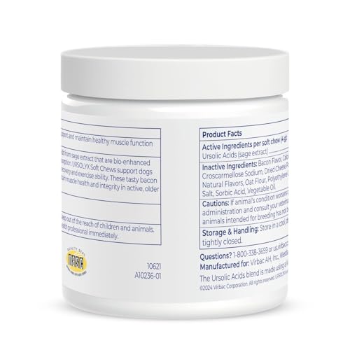 Image of Virbac URSOLYX Soft Chews for Dogs | Muscle Health Support for Senior, Active or Recovering Dogs, Medium 30-60lbs | 60 Count 2- Month Supply