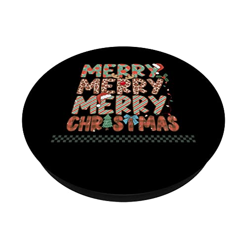 FUNNY CHRISTMAS TEE, MERRY CHRISTMAS, CUTE HOLIDAY XMAS PopSockets Swappable PopGrip, Black - Image 2