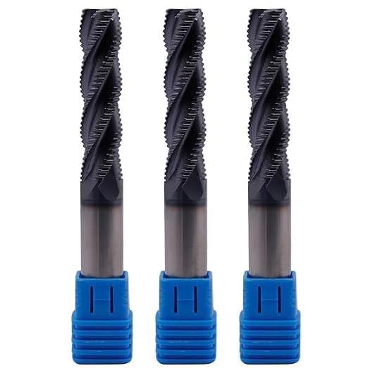 Image of 3Pcs 1 /2 inch 4 Flute Solid Carbide Long Roughing End Mill, ALCrSiN Nano Coated | 35 Degree Helix, 1 /2 inch Cutting Diameter, 1 /2 inch Shank Diameter, 2 inch Length of Cut, 4 inch Overall Length