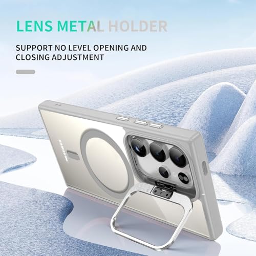 Image of VONZEE Polycarbonate Compatible for Samsung S25 Ultra 5G Case,with Wireless Charging,(Not Compatible with Magsafe)Protective Case,Built-in Stash Stand Phone Case,Scratch-Resistant Back Cover,|Grey