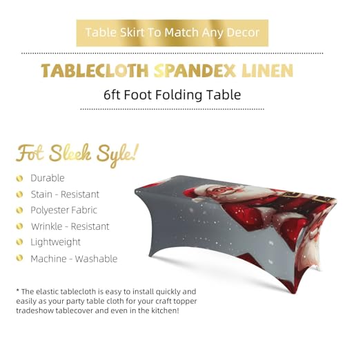 Housse de table rectangulaire en élasthanne imprimé Père Noël stretch et infroissable - 6