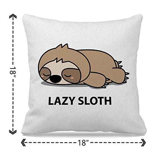 Nogrit Lazy Sloth Sleeping Sloth Throw Pillow Cover 18X18 Inch Funny Sloth Themed Decor For Home Bedroom Living Room Girls Room,Gifts For Sloth Lovers Girls Sister Daughter Granddaughter #TOP3