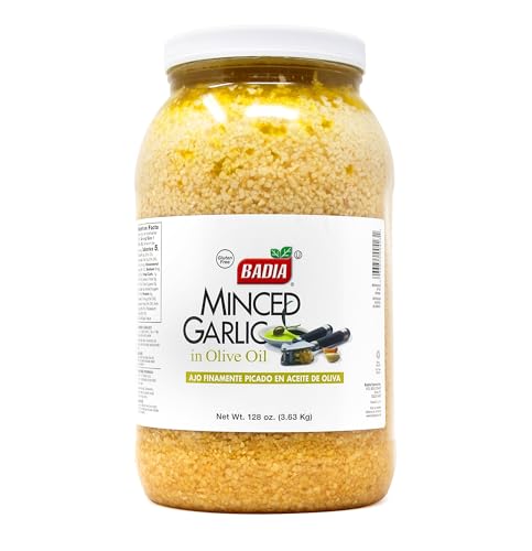 Image of Badia Minced Garlic in Olive Oil, 128 oz (8 Pound) - Fresh Minced Garlic, Bold Flavor for All Purpose Cooking, Gluten Free