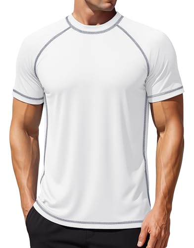 MAGCOMSEN Men's Short Sleeve UPF 50+ Shirts Rash Guard SPF Quick Dry Lightweight Swim Surf Beach...