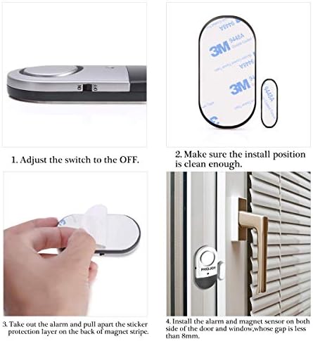 Door Alarms 4 Pack, Window Alarms with 120DB Siren Song for Anti-theft, Ultra-Slim Magnetic Burglar Home Security Door Window Alarms