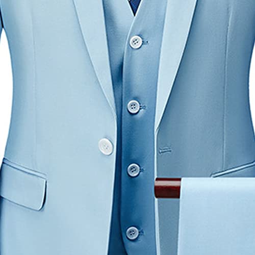 Men's 3 Pieces Slim Fit Suit One Button Business Solid Color Blazer Sets Stylish Wedding Jacket Vest Pants Set4