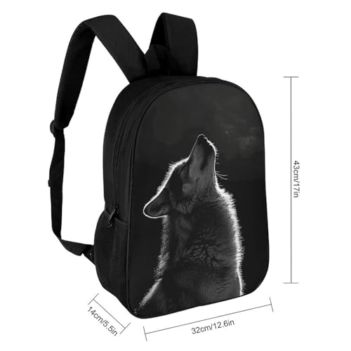 Wolf Facing The Moon Backpack for Men Women, Heavy Duty Backpack Large Capacity, Durable Lightweight Travel Daypack2