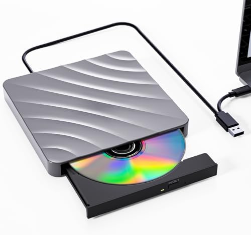 QDSYLQ Externes DVD CD Laufwerk USB: DVD Brenner Extern CD Laufwerk für Laptop PC, Externe Optische Laufwerke +/-RW ROM, Externer CD/DVD Brenner und Player für Windows 11/10/8/7/XP