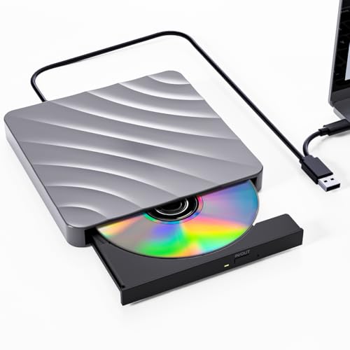 Externer CD DVD Laufwerk für PC, USB 3.0 Externer optischer DVD-Brenner -/+ RW Drive, schnelle Wiedergabe, USB DVD Laufwerk für Windows, Mac OS, Linux, Laptop, iMac, MacBook, Desktop