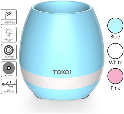 Goever Flowerpot Smart Music Flower Pot Touch Music Plant Lamp Colorful LED Night Light Rechargeable Wireless K3 Bluetooth Speaker Music Box (Blue)