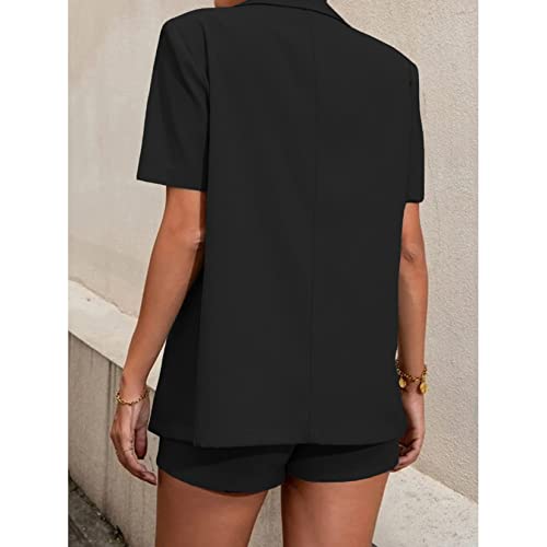 Conjunto De Blazer De 2 Peças Femininas Blazer De Manga Comprida Blazer Frontal E Shorts De