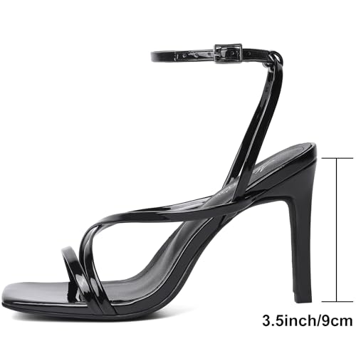Image of Mostrin Strappy Heels for Women Square Open Toe Lace Up Heeled Sandals Ankle Strap Sexy Stiletto High Heels for Party, Prom, Dating, Wedding