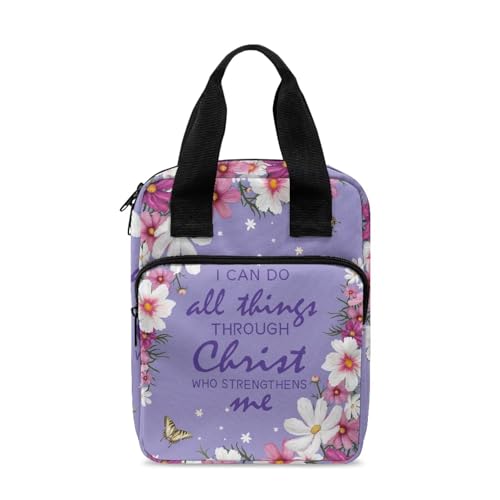 Dolyues Large Daisy Proverbs Bible Case - Zippered Church Bag for Women | Rainbow Bible Cover & Christian Religious Gifts | Durable and Stylish