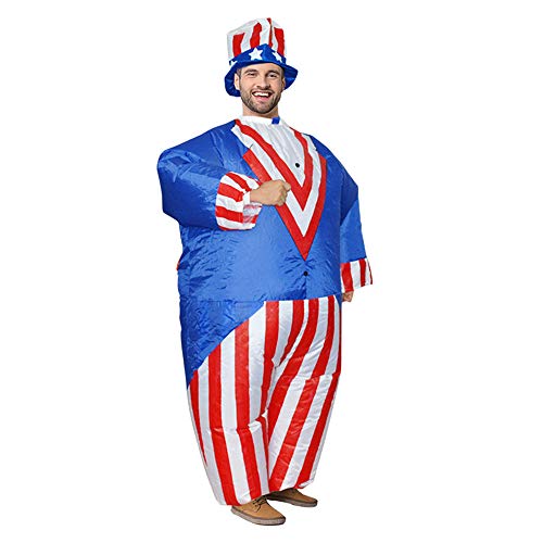 Adarl Adult Inflatable Costume Uncle Sam, Full Body Uncle Sam Air Blow-up Deluxe Halloween Costume - Size:150-190cm