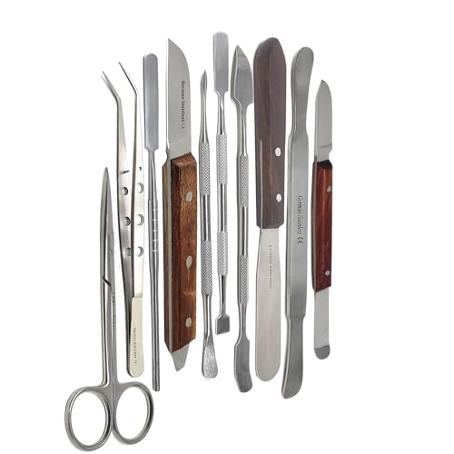 A2Z 10x Dental Lab Supplies Wax Carver Tools | Mixing Spatulas Mechanic's Wax Alignate Knife Kit for Dental Impressions Pottery Sculpting Plaster Carving - Dental Students & Lab Technician Instruments