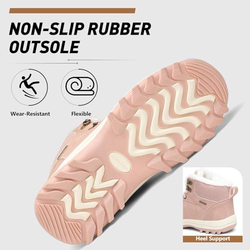 Image of Mishansha Snow Boots for Women - Waterproof Winter Hiking Boots with Warm Fur Lining, Anti-Slip Sole, Insulated Outdoor Cold Weather Booties