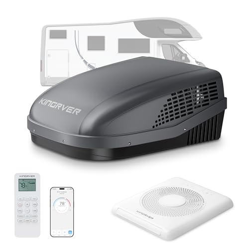 KINGRVER KINGRVER RV Air Conditioner 18 000 BTU WiFi & Remote & Alexa Cooling Only Rooftop AC for Camper & Trailer Low Noise High-Efficiency Cooling (Non-ducted Gray)