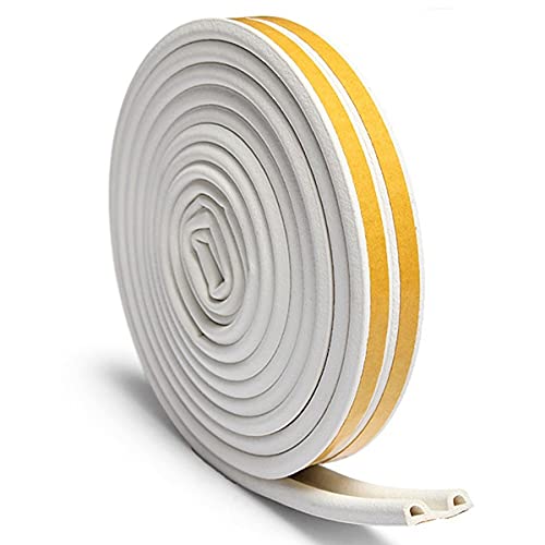 D Shaped (White) Self-Adhesive EPDM Doors and Windows Foam Seal Strip Soundproofing Collision Avoidance Rubber Weatherstrip 6 Meter (2 x 3 M = 6 Meter)