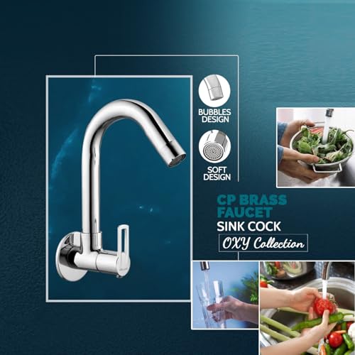 Image of CLINTON Oxy Brass Sink Cock Faucet with Wall Flange