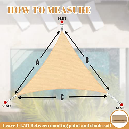 Cool Area Triangle Sun Shade Sail Durable 20' ×20'×20' Outdoor Canopy For Patio Pergola Cover Garden Backyard,Uv Block Sunshade Cover Easy To Install,Sand(We Make Custom Size) #TOP1