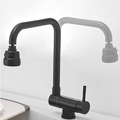 Robinet de cuisine devant fenêtre laiton noir pliable eau chaude et froide