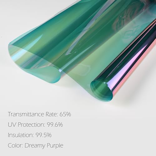 Image of Chameleon Dreamy Purple Windshield Tint 65% VLT Car Front Window Tint Colorful Purple Blue Color Change Effect Car Window Solar Protection Film, 29.52 inch x 118.11 inch