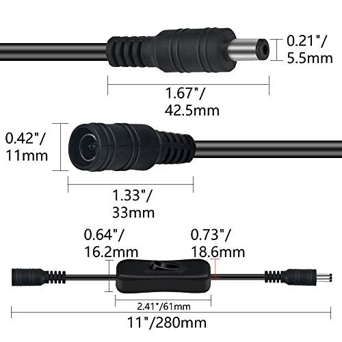 Snapklik.com : 6 PCS DC 12V Inline On/Off Switch 55x21mmDC Switch Jack ...