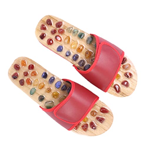 Sandales de massage Healvian rouge avec points d'acupression pour pieds