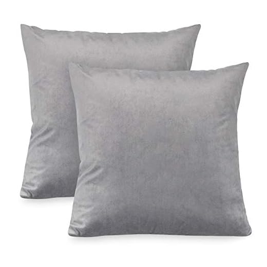 ilauke Terciopelo Suave Funda de Cojín Paquete de 2 Piezas, Fundas de Almohada Decorativas Cuadrado para Sofá, Dormitorio, Hogar (Gris, 45 x 45 cm)