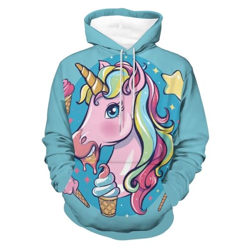 Sweatshirt licorne glacée pullover manches longues sweat à capuche homme femme S