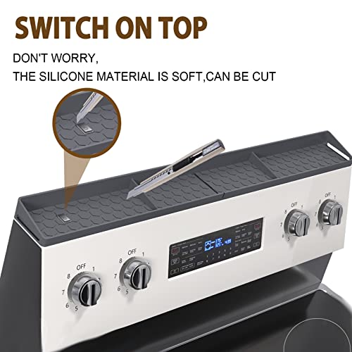 Dreacompy Kitchen Stove Top Shelf, Magnetic Installation Stovetop Oven Organization Shelf, 30 Inch Silicone Material, Easy To Clean, Spice Storage Organizer (Grey) #TOP3